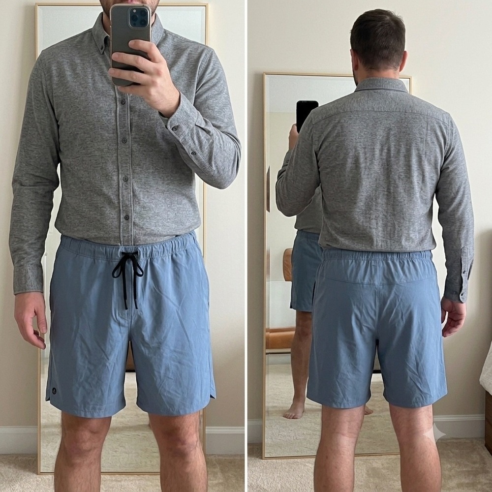 prAna Mens Shorts Size XL Gray Blue Hybridizer Breathe Athletic Hiking Gym Run